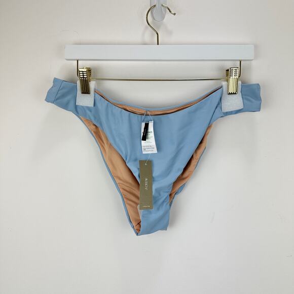 J.Crew Curved Waist Cheeky Bikini Bottom Beach Swim Minimalist Blue Large NWT - Picture 5 of 13